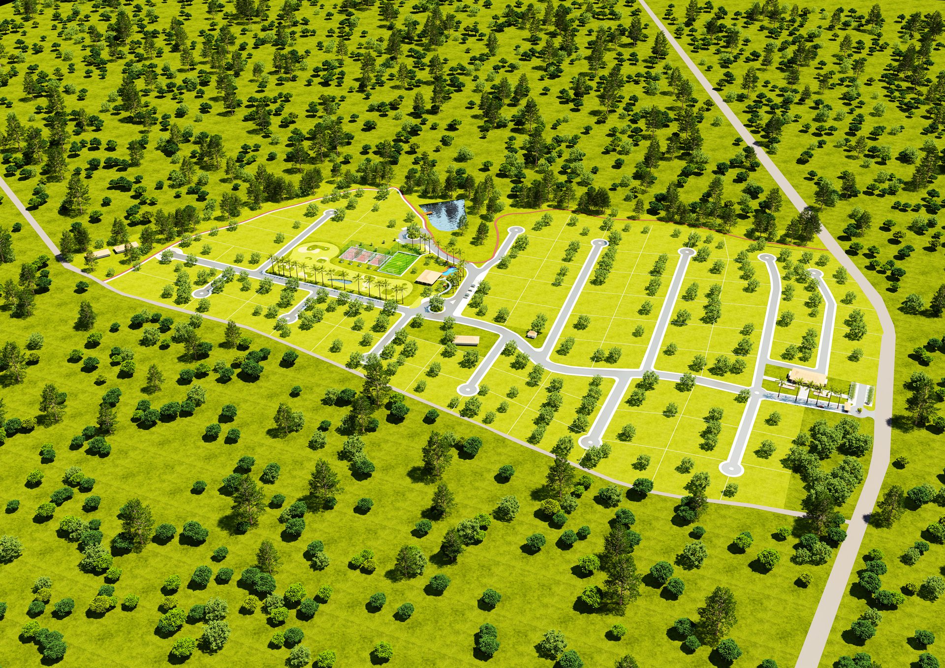 Masterplan aéreo do Condomínio Fazenda Poções